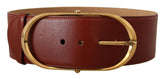 Dolce & Gabbana Maroon Leather Gold Metal Oval Buckle Belt -   -  Dolce & Gabbana.